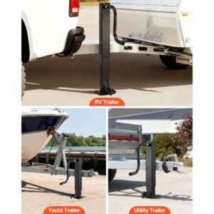 heavy duty trailer jack, 12,000 lbs load capacity, sidewind square direct weld on trailer jack with handle crank, adjustable drop leg, 26 inch travel for lifting rv, utility, yacht trailers