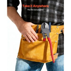 high leverage cable cutter, 9 1/4 in compact, forged blades and pvc coated handles, heavy duty cable cutting pliers tool for 4/0 awg aluminum, 2/0 awg soft copper and 100 pair 24awg comm cables