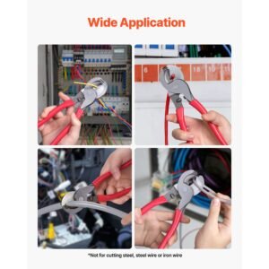 high leverage cable cutter, 9 1/4 in compact, forged blades and pvc coated handles, heavy duty cable cutting pliers tool for 4/0 awg aluminum, 2/0 awg soft copper and 100 pair 24awg comm cables