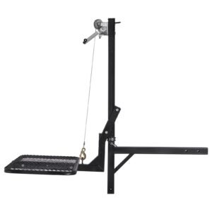 hitch deer hoist with lifting system platform, 300 lbs load capacity, game hoist winch lift with 2 inch receiver, 360 degree swivel shaft & foldable, hitch mounted deer hanger for moving game