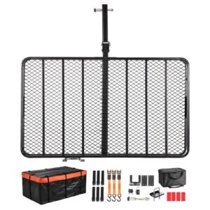 Hitch Mount Cargo Carrier, 60" x 36" x 6" Folding Rear Luggage Rack Basket with Waterproof Cargo Bag, 500LBS Capacity High-Strength Steel Hitch Cargo Carrier Fits 2" Receiver for SUV Pickups