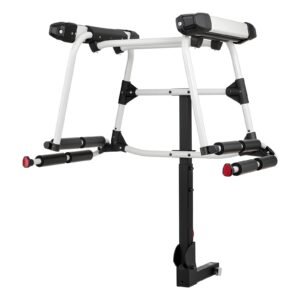 Hitch Mounted Ski & Snowboard Rack, Fits 2-Inch Receiver, Carries up to 6 Pairs of Skis or 4 Snowboards, Hitch-Mounted Rack for Car with Key Lock, Security Strap, Tilt Access, Rubber Padding