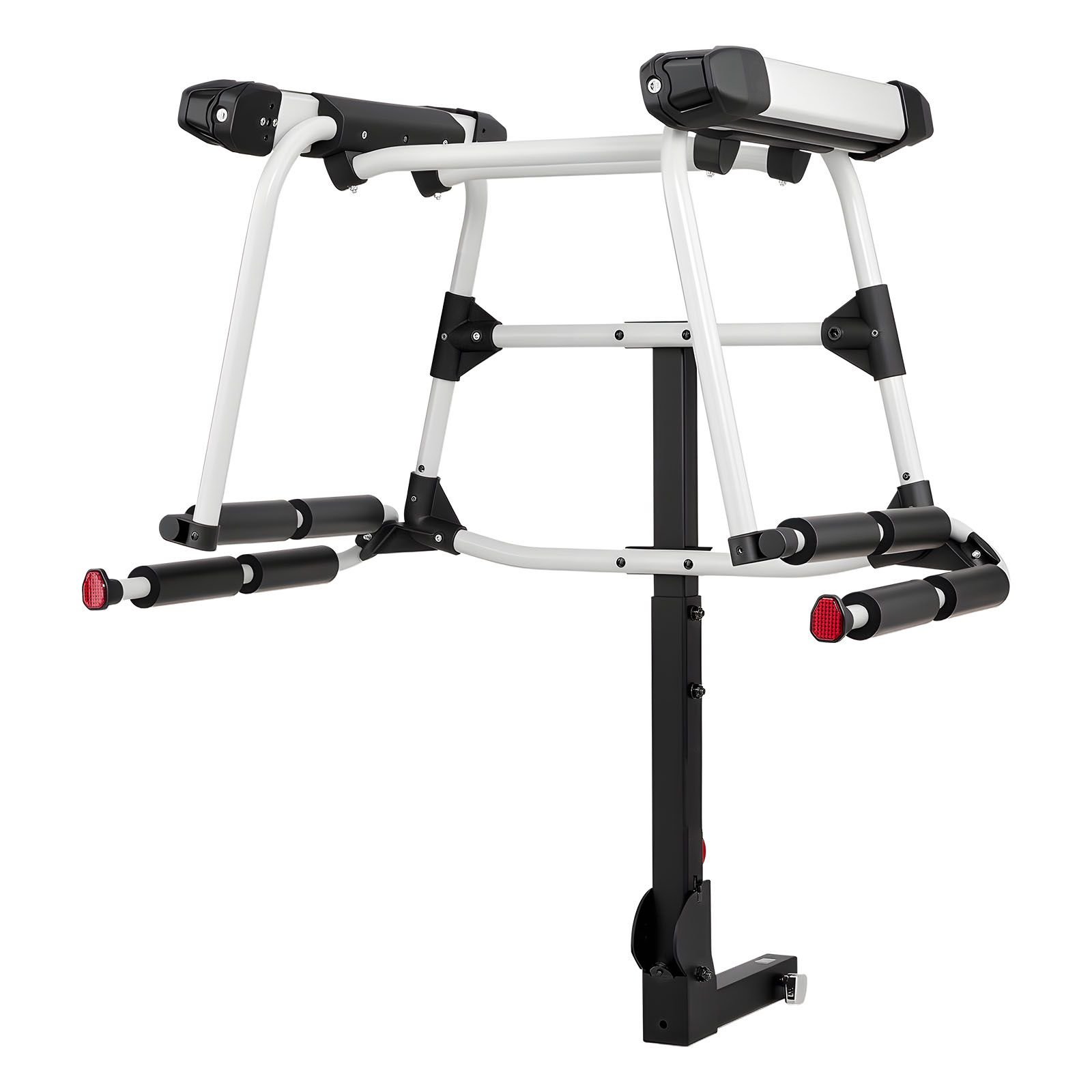 hitch mounted ski & snowboard rack, fits 2 inch receiver, carries up to 6 pairs of skis or 4 snowboards, hitch mounted rack for car with key lock, security strap, tilt access, rubber padding
