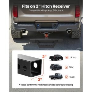 hitch step for 2 inch receiver, universal rear bumper guard protector with 300 lbs load capacity, non slip tow hitch step with pin lock and stabilizer, fit for truck, suv, pickup, trailer