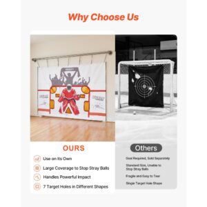 hockey shooting tarp, shooter tutor ice hockey goal practice target, tear proof premium net with 7 holes, easy set up hockey net replacement, training equipment for practicing shooting accuracy