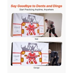 hockey shooting tarp, shooter tutor ice hockey goal practice target, tear proof premium net with 7 holes, easy set up hockey net replacement, training equipment for practicing shooting accuracy