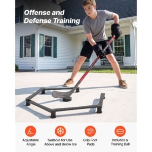 hockey training equipment, 5 section adjustable hockey stick handling trainer, portable on/off ice trainer, lightweight solid sports tool for puck control, reaction time, hand eye coordination
