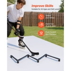 hockey training equipment, 5 section adjustable hockey stick handling trainer, portable on/off ice trainer, lightweight solid sports tool for puck control, reaction time, hand eye coordination
