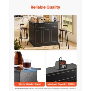 home bar unit, l shaped wine bar cabinet table 4 tier with storage shelves, wine glass holder, 300 lbs max capacity, wood liquor cabinet for home, kitchen, living room, pub, basement, black