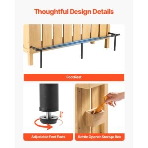 home bar unit, wine bar cabinet table 3 tier with storage shelves, opener storage box & adjustable foot pads, black footrest, wood & metal liquor cabinet for home, basement, kitchen, living room