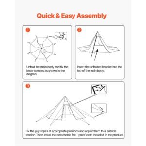 hot tent for 4 persons, camping tipi hot tents with stove jack & inner tent, portable winter camping tents with snow skirt, easy setup, waterproof 4 season shelter tents for fishing backpacking