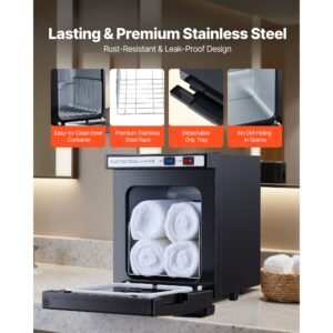 hot towel warmer, 1.1 gal small towel warmer cabinet with clip & stainless steel rack, holds up 8 12 towels, portable all round heating cabinet for spa, barber, manicures, massage, salon, black