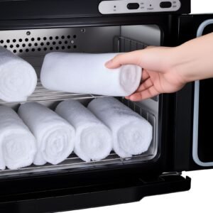 hot towel warmer, 5 gal large towel warmer cabinet with see through window, clip & stainless steel racks, holds up 36 towels, all round heating cabinet for spa, barber, manicures, massage, salon