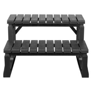 Hot Tub Steps, 2-Step Spa Outdoor Stairs, Heavy Duty 23.6 inch Wide PP Above-Ground/Inflatable Pool Ladder with 320 lbs Weight Capacity, Multi-Use for Porch, Patio, Deck, Campers, Black