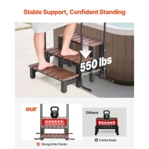 hot tub steps with handrail, 3 step spa outdoor stairs, heavy duty 25.2 inch wide above ground/inflatable pool ladder with 550 lbs weight capacity, multi use for porch, patio, deck, trailers