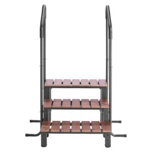 Hot Tub Steps with Handrail, 3-Step Spa Outdoor Stairs, Heavy Duty 25.2 inch Wide Above-Ground/Inflatable Pool Ladder with 550 lbs Weight Capacity, Multi-Use for Porch, Patio, Deck, Trailers