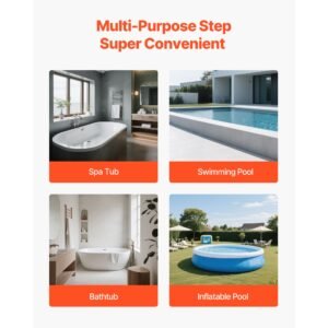 hot tub steps with handrail, 3 step spa outdoor stairs, heavy duty 25.2 inch wide above ground/inflatable pool ladder with 550 lbs weight capacity, multi use for porch, patio, deck, trailers