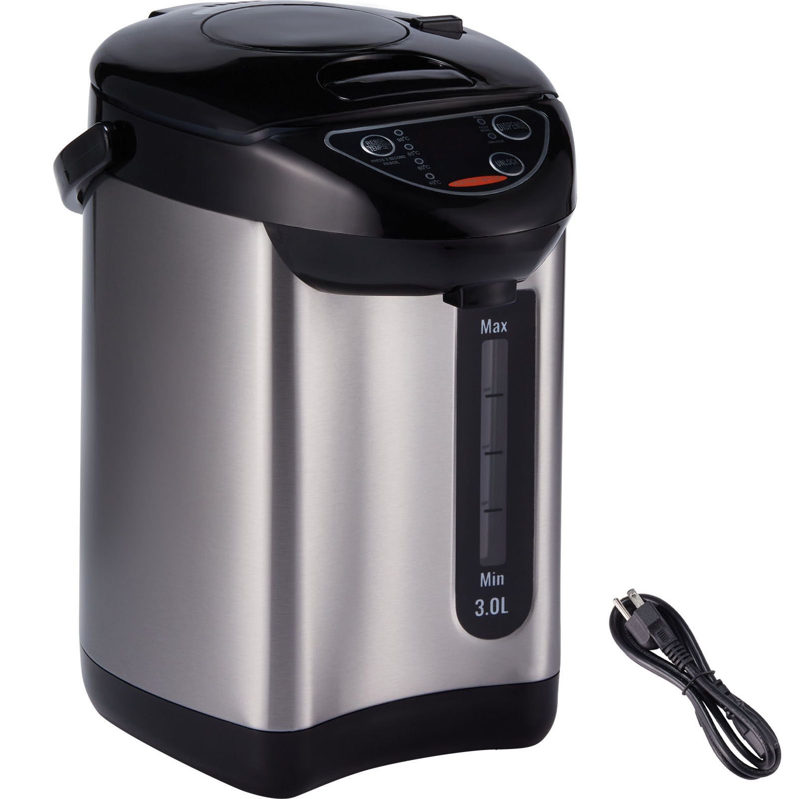 hot water dispenser, adjustable 4 temperatures water boiler and warmer, 304 stainless steel countertop water heater, 3 way dispense for tea, coffee and baby formula, 3l/102 oz