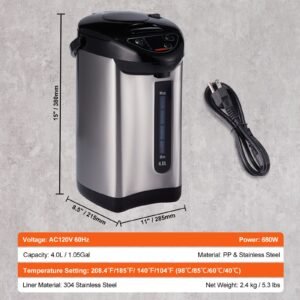 hot water dispenser, adjustable 4 temperatures water boiler and warmer, 304 stainless steel countertop water heater, 3 way dispense for tea, coffee and baby formula, 4l/135 oz