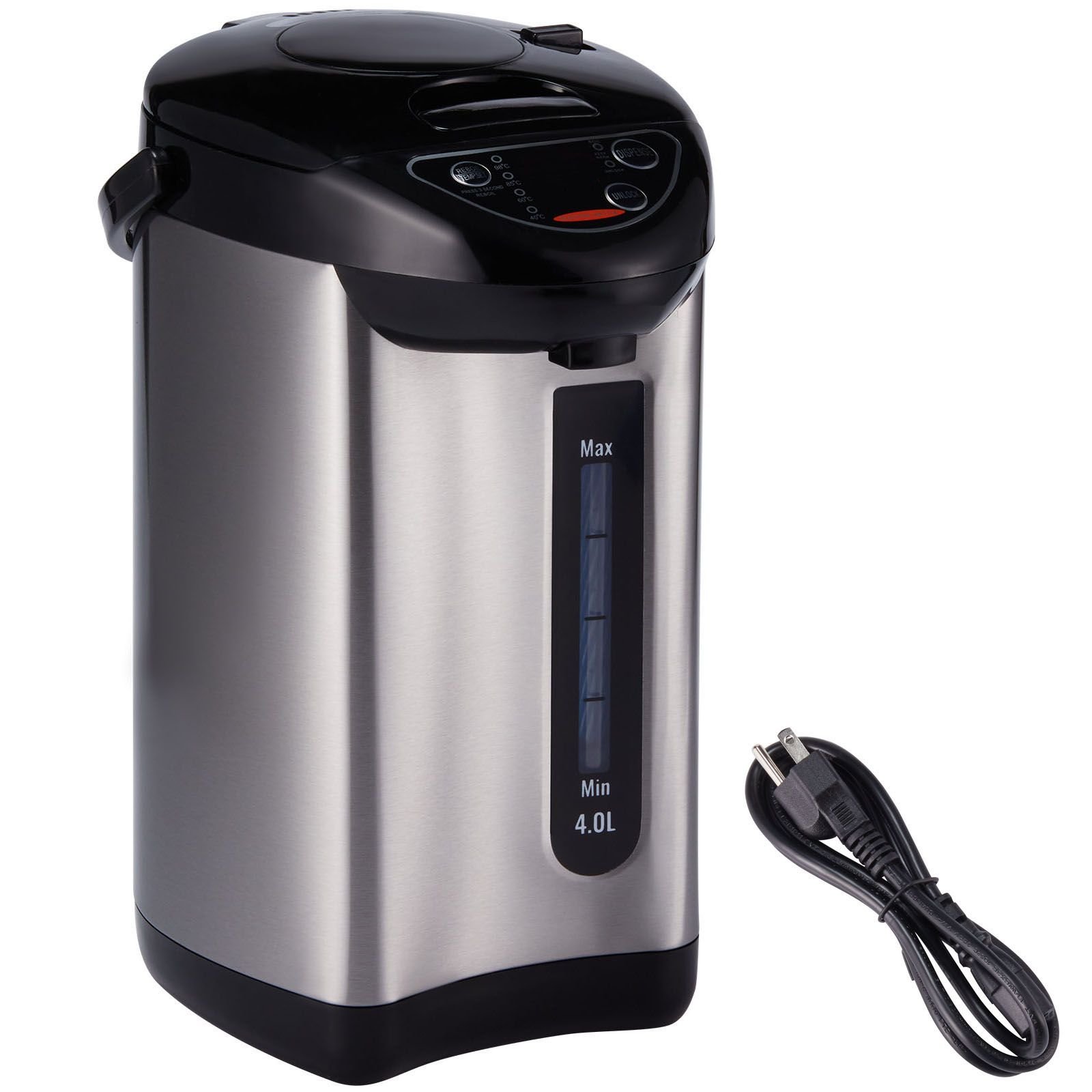 hot water dispenser, adjustable 4 temperatures water boiler and warmer, 304 stainless steel countertop water heater, 3 way dispense for tea, coffee and baby formula, 4l/135 oz