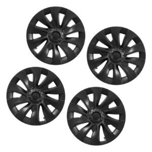 Hubcaps Wheel Covers for 2017-2023 Tesla Model 3, 18 Inch Set of 4 Wheel Rim Cover Hubcaps OEM Style Replacement, R18 Size Snap On Car Hub Caps, Premium 10-Spoke ABS Tire Rim Caps, Matte Black