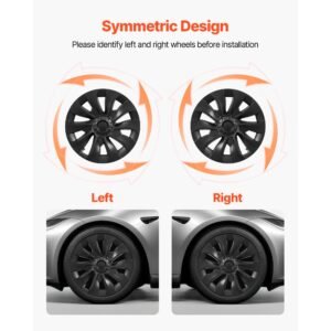 hubcaps wheel covers for 2017 2023 tesla model 3, 18 inch set of 4 wheel rim cover hubcaps oem style replacement, r18 size snap on car hub caps, premium 10 spoke abs tire rim caps, matte black