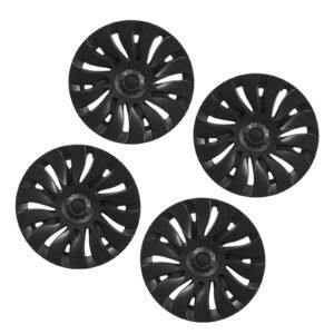 Hubcaps Wheel Covers for 2021-2024 Tesla Model Y, 19 Inch Set of 4 Wheel Rim Cover Hubcaps OEM Style Replacement, R19 Size Snap On Car Hub Caps, Premium 14-Spoke ABS Tire Rim Caps, Matte Black