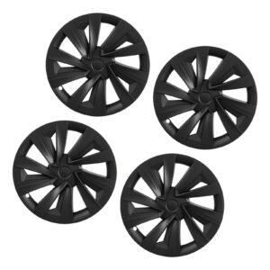 Hubcaps Wheel Covers for 2025 Tesla Model Y, 19 Inch Set of 4 Wheel Rim Cover Hubcaps OEM Style Replacement, R19 Size Snap On Car Hub Caps, Premium Sturdy 10-Spoke ABS Tire Rim Caps, Matte Black