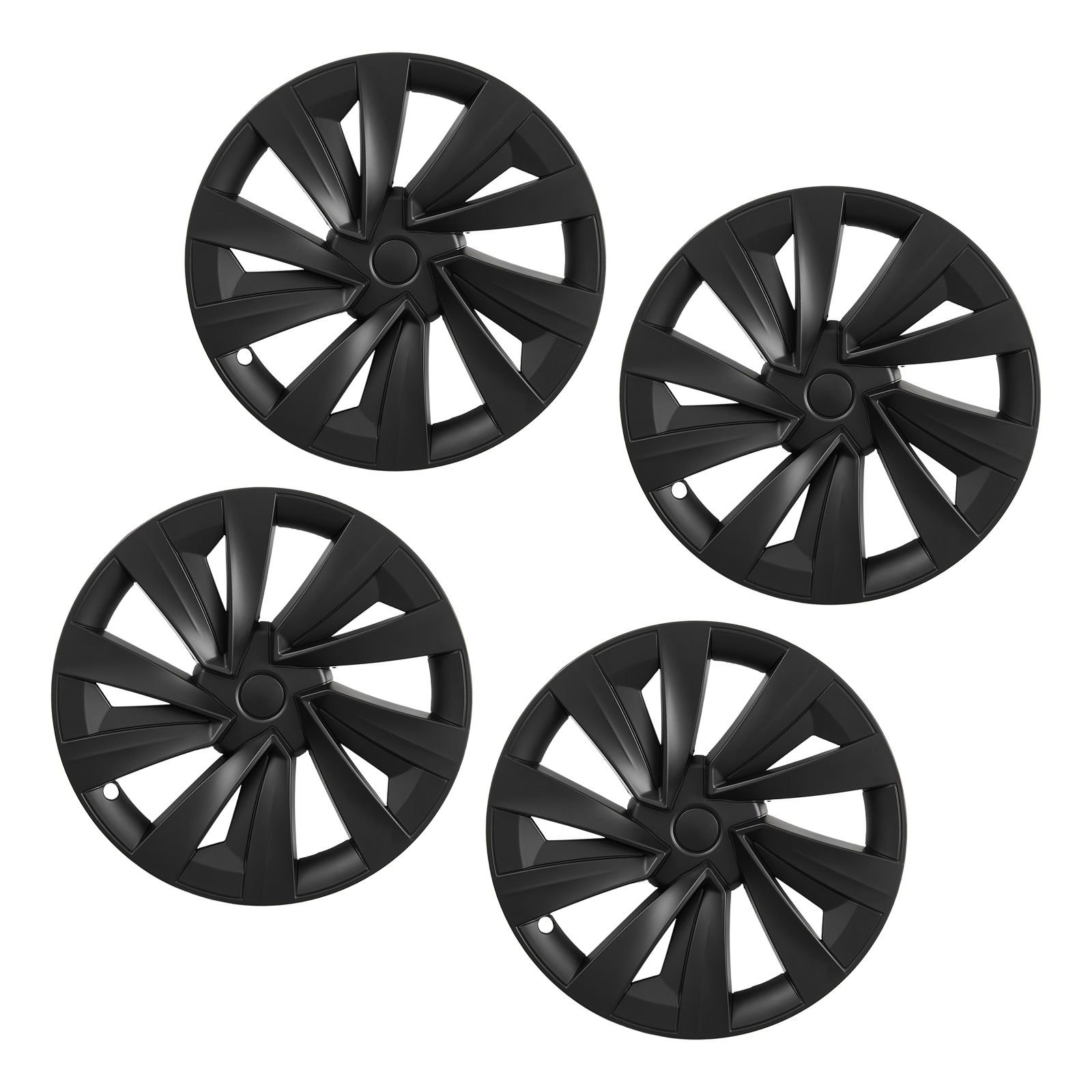 hubcaps wheel covers for 2025 tesla model y, 19 inch set of 4 wheel rim cover hubcaps oem style replacement, r19 size snap on car hub caps, premium sturdy 10 spoke abs tire rim caps, matte black
