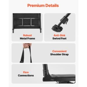 hunting chair, 360° silent swivel, foldable portable blind chair, heavy duty steel frame ground stool seat with anti sink swivel feet, height adjustable, 350 lbs capacity for fishing camping