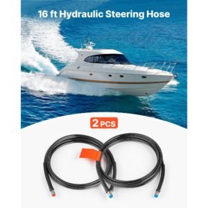 hydraulic hose kit, 16 ft 2 piece leak proof tpee outboard steering hose kit with 304 stainless steel connector, compatible with marine outboard steering systems, 20 mpa max working pressure