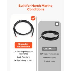 hydraulic hose kit, 16 ft 2 piece leak proof tpee outboard steering hose kit with 304 stainless steel connector, compatible with marine outboard steering systems, 20 mpa max working pressure