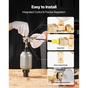 hydraulic nitrogen accumulator charging kit, 0 1420 psi nitrogen fill kit, pressure test system with 1 pressure gauge, 1 gas hose, 1 valve body and 1 cga580 adapter for construction machinery