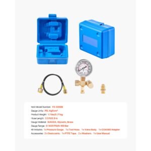 hydraulic nitrogen accumulator charging kit, 0 1420 psi nitrogen fill kit, pressure test system with 1 pressure gauge, 1 gas hose, 1 valve body and 1 cga580 adapter for construction machinery