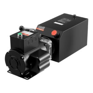 hydraulic pump power unit, ac 220v, 15 quart single acting hydraulic unit, 6.3 l/min oil flow, max discharge pressure 22 mpa for dump truck, auto repair garage, car lifting platforms, black