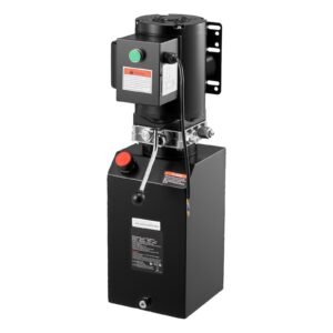 hydraulic pump power unit, ac 220v, 15 quart single acting hydraulic unit, 6.3 l/min oil flow, max discharge pressure 22 mpa for dump truck, auto repair garage, car lifting platforms, black