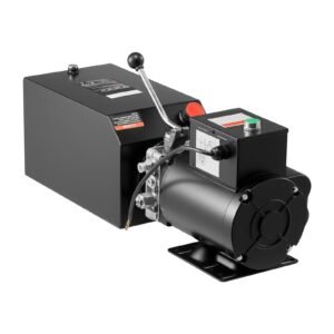 hydraulic pump power unit, ac 220v, 15 quart single acting hydraulic unit, 6.3 l/min oil flow, max discharge pressure 22 mpa for dump truck, auto repair garage, car lifting platforms, black