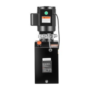 hydraulic pump power unit, ac 220v, 15 quart single acting hydraulic unit, 6.3 l/min oil flow, max discharge pressure 22 mpa for dump truck, auto repair garage, car lifting platforms, black