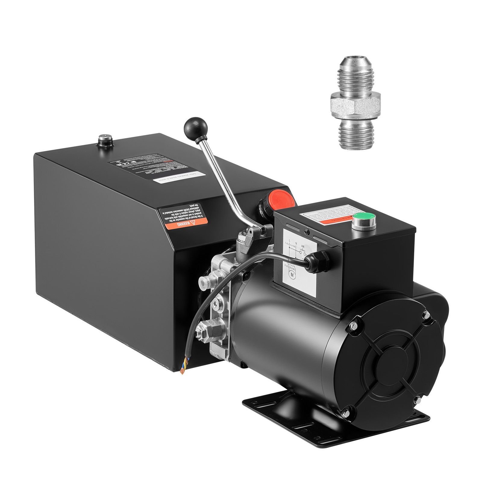 hydraulic pump power unit, ac 220v, 15 quart single acting hydraulic unit, 6.3 l/min oil flow, max discharge pressure 22 mpa for dump truck, auto repair garage, car lifting platforms, black