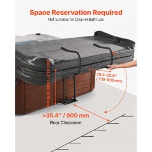 hydraulic spa cover lift, hot tub cover lift, adjustable height 33.1 to 41.3 in and width from 53.1 to 92.5 in, mounted underneath on one side, compatible with various sizes of hot tubs & spas