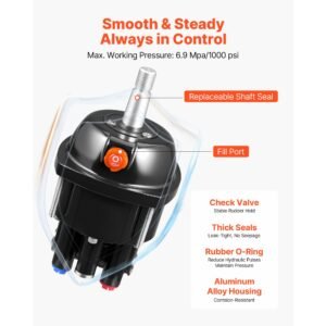 hydraulic steering kit, 90 hp, hydraulic steering helm pump & cylinder, with 6.9 mpa/1000 psi max working pressure, aluminum alloy housing, check valve, for outboards fishing boats sailboats