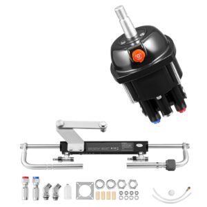 Hydraulic Steering Kit, 90 HP, Hydraulic Steering Helm Pump & Cylinder, with 6.9 MPa/1000 psi Max Working Pressure, Aluminum Alloy Housing, Check Valve, for Outboards Fishing Boats Sailboats