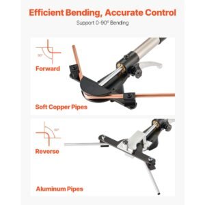 hydraulic tubing bender kit, 1/4 to 7/8 inch, copper tube pipe bender, forward/reverse hvac bending tool set, with 7 aluminium alloy dies, for hvac air conditioning refrigeration auto repair