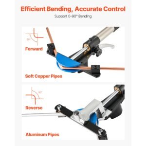 hydraulic tubing bender kit, 1/4 to 7/8 inch, copper tube pipe bender, forward/reverse hvac bending tool, with 7 color aluminium alloy dies, for hvac air conditioning refrigeration auto repair