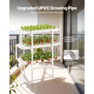 hydroponics growing system kit, 3 tier 108 sites upvc pipe hydroponic grow kit with timed irrigation, thickened hydroponic pipes, indoor home garden vegetable planting grow kits for fruit herb