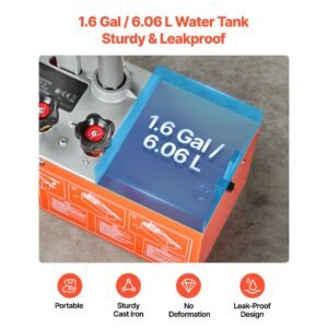 hydrostatic test pump 1.6 gallon hydraulic manual water pressure tester, dual valve hydrostatic water pipe leakage pressure test pump kit with gauge & tank, 0 30 bar range, for pipeline heating