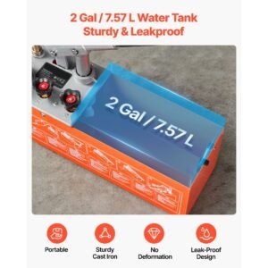 hydrostatic test pump 2 gallon hydraulic manual water pressure tester, dual valve hydrostatic water pipe leakage pressure test pump kit with gauge & tank, 0 60 bar range, for pipeline, heating