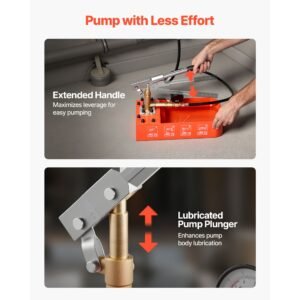 hydrostatic test pump 2 gallon hydraulic manual water pressure tester, single valve hydrostatic water pipe leakage pressure test pump kit with gauge & tank, 0 50 bar range, for pipeline heating