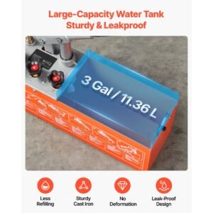hydrostatic test pump 3 gallon hydraulic manual water pressure tester, dual valve hydrostatic water pipe leakage pressure test pump kit with gauge & tank, 0 50 bar range, for pipeline, heating