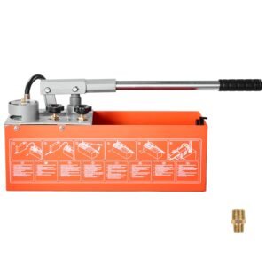 Hydrostatic Test Pump 3 Gallon Hydraulic Manual Water Pressure Tester, Dual Valve Hydrostatic Water Pipe Leakage Pressure Test Pump Kit with Gauge & Tank, 0-50 Bar Range, for Pipeline, Heating
